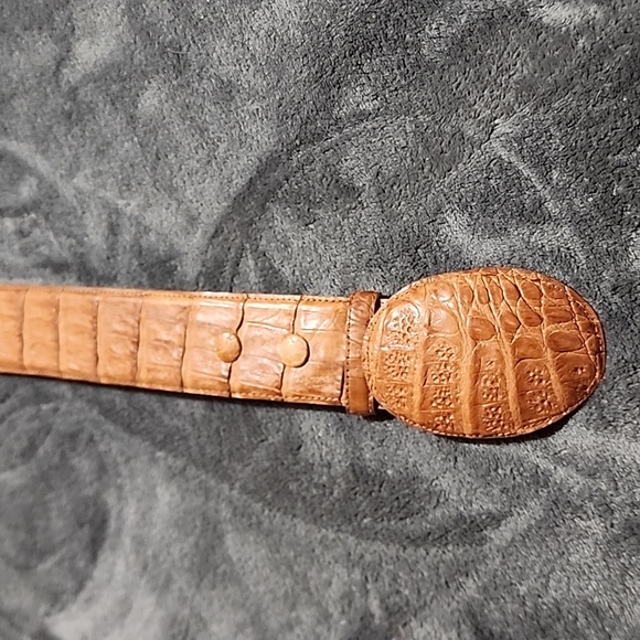 Dos De Oro Brown Crocodile Embossed Belt - Picture 4 of 8